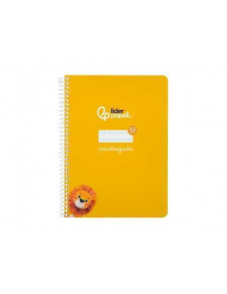 Cuaderno espiral liderpapel a5 pautaguia tapa blanda 40h 75 gr cuadro pautado 2,5mm color amarillo
