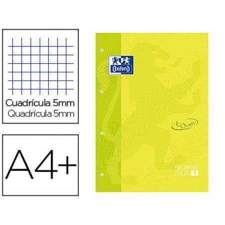 Recambio color 1 oxford din a4+ 80 hojas 90 gr cuadricula 5 mm tapa blanda 4 taladros lima touch - Imagen 1