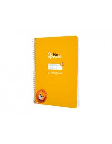 Cuaderno espiral liderpapel a5 pautaguia tapa blanda 40h 75 gr cuadro pautado 2,5mm color amarillo