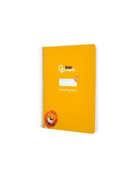 Cuaderno espiral liderpapel a5 pautaguia tapa blanda 40h 75 gr cuadro pautado 2,5mm color amarillo