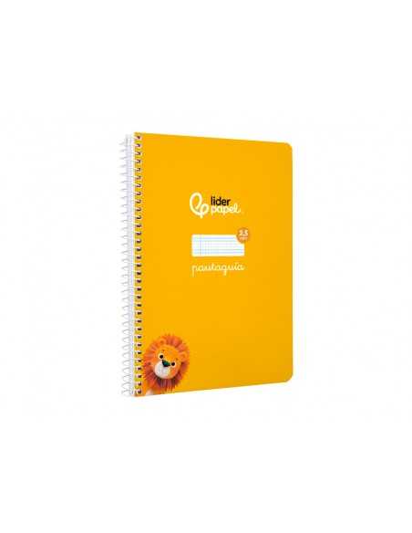 Cuaderno espiral liderpapel a5 pautaguia tapa blanda 40h 75 gr cuadro pautado 2,5mm color amarillo