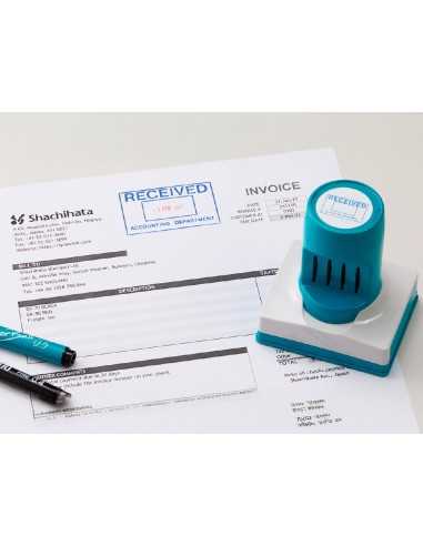 Sello x stamper quix personalizable con fechador color negro 34x54 mm q82