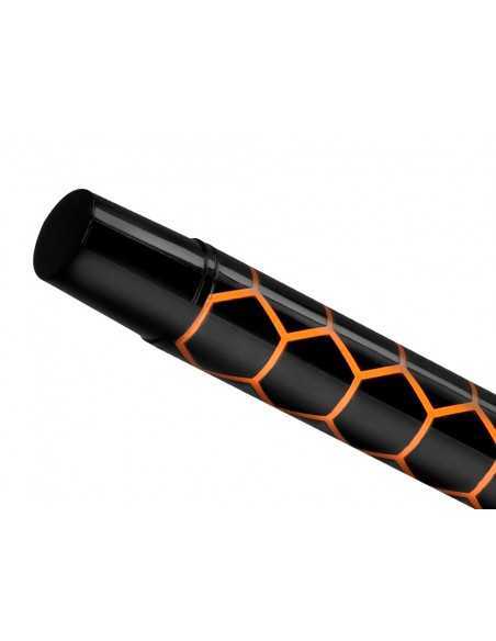 Boligrafo belius legacy aluminio diseño hexagono naranja cuerpo negro tinta color azul caja de diseño Boligrafo belius legacy aluminio diseño hexagono naranja cuerpo negro tinta color azul caja de diseño