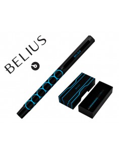 Boligrafo belius legacy aluminio diseño circulos azul cuerpo negro tinta color azul caja de diseño