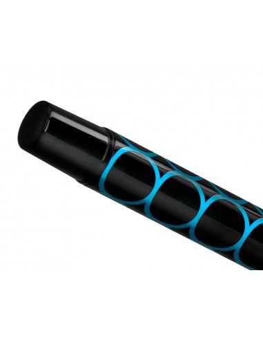 Boligrafo belius legacy aluminio diseño circulos azul cuerpo negro tinta color azul caja de diseño