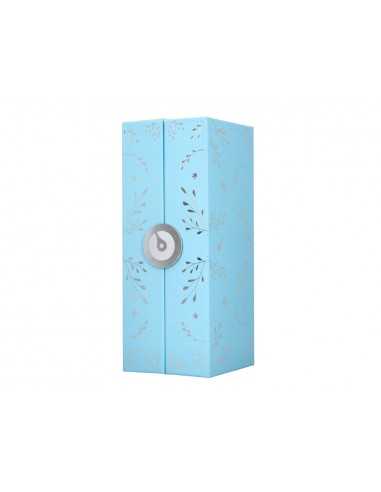 Pluma belius bella aluminio color azul celeste diseño plateado relieve tinta azul caja de diseño