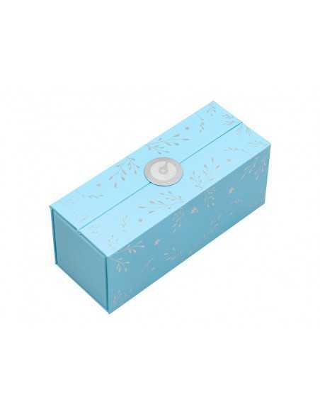 Pluma belius bella aluminio color azul celeste diseño plateado relieve tinta azul caja de diseño