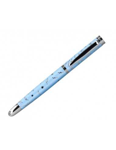 Roller belius bella aluminio color azul celeste diseño plateado relieve tinta color negro caja de diseño