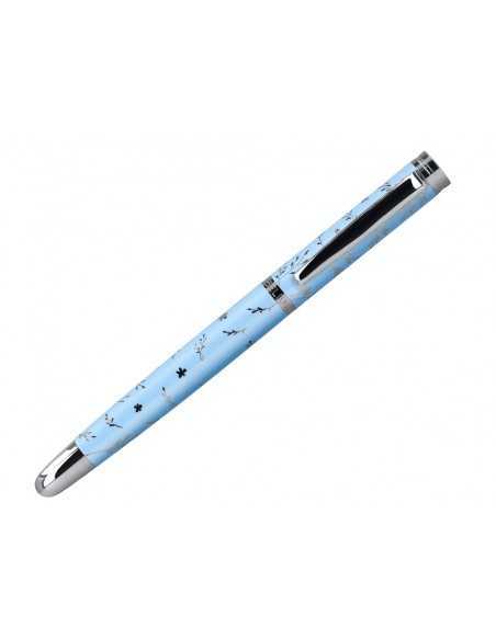 Roller belius bella aluminio color azul celeste diseño plateado relieve tinta color negro caja de diseño