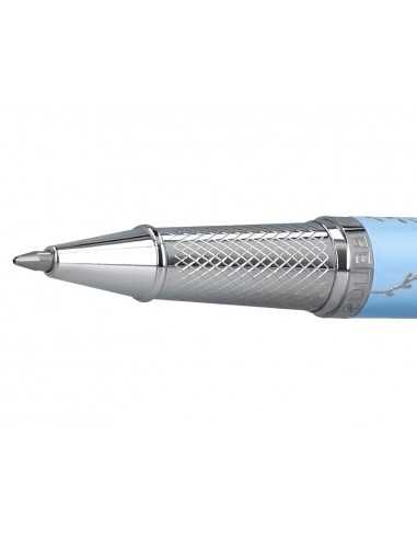 Roller belius bella aluminio color azul celeste diseño plateado relieve tinta color negro caja de diseño