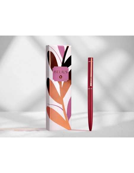 Boligrafo belius rose aluminio color burdeos oro rosa tinta azul caja de diseño Boligrafo belius rose aluminio color burdeos oro rosa tinta azul caja de diseño