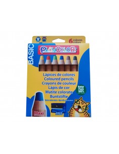 Lapices de colores playcolor maxi basic caja de 6 unidades colores surtidos