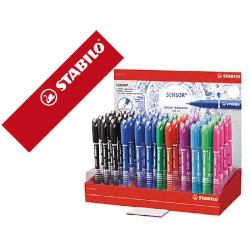 Rotulador stabilo sensor punta de fibra 0,3 mm expositor de 48 unidades colores surtidos