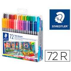 Rotulador staedtler doble punta de fibra 3200 estuche de 72 unidades colores surtidos - Imagen 1