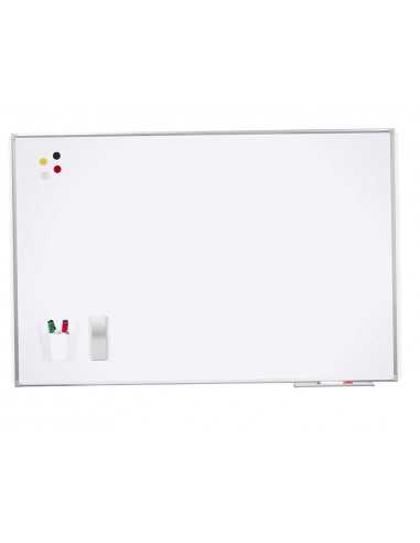 Pizarra blanca rocada lacada magnetica marco aluminio con cantoneras 100x200 cm