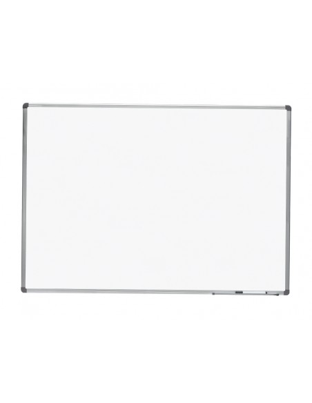 Pizarra blanca rocada lacada magnetica marco aluminio con cantoneras 90x120 cm