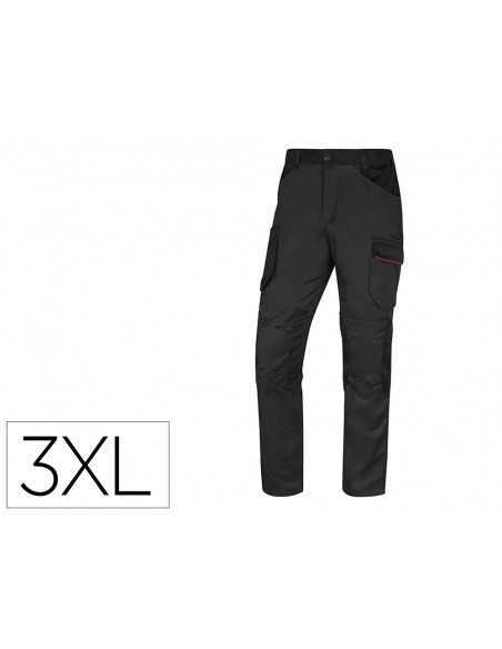 Pantalon de trabajo deltaplus con cintura elastica 7 bolsillos color gris-rojo talla 3xl