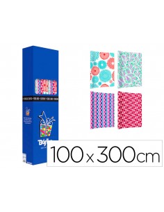 Papel de regalo basika todo año rollo ancho 1 m longitud 3 m modelos surtidos gramaje 50 gr