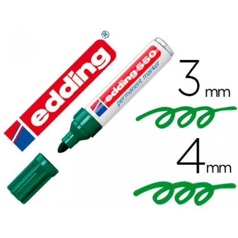 Rotulador edding punta fibra permanente 550 verde n. 4 punta redonda recargable
