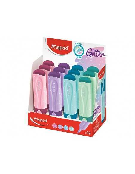 Rotulador maped fluorescente peps pastel con glitter colores surtidos Rotulador maped fluorescente peps pastel con glitter colores surtidos
