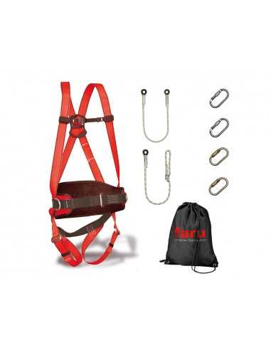 Conjunto trabajo en alturas faru arnes p50f + cuerda c170 + 2 mosquetones virola + cuerda regulable c169 + 2