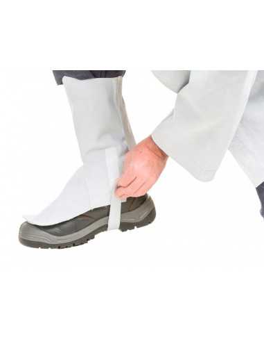 Polaina para soldador faru cuero al cromo ajustable con velcro y hebilla 40 cm