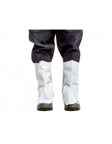 Polaina para soldador faru cuero al cromo ajustable con velcro y hebilla 40 cm