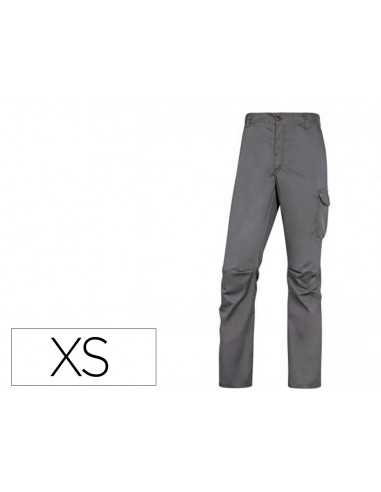 Pantalon de trabajo deltaplus cintura elastica 5 bolsillos color gris / negro talla xs