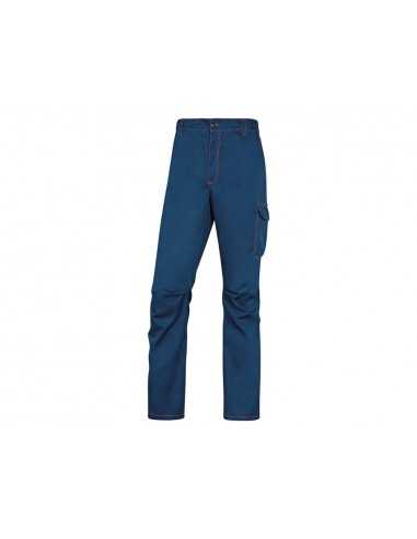 Pantalon de trabajo deltaplus cintura elastica 5 bolsillos color azul marino / naranja talla xl