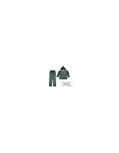 Conjunto de lluvia deltaplus 400 poliester/pvc verde talla xxl