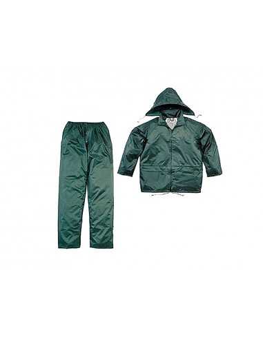 Conjunto de lluvia deltaplus 400 poliester/pvc verde talla xl
