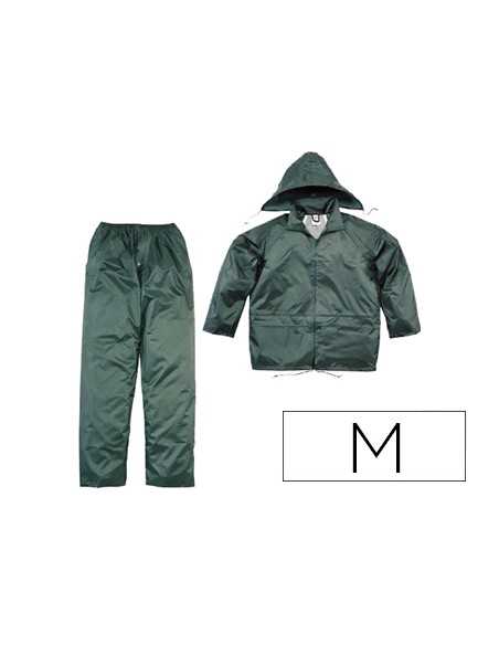 Conjunto de lluvia deltaplus 400 poliester/pvc verde talla m