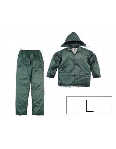 Conjunto de lluvia deltaplus 400 poliester/pvc verde talla l
