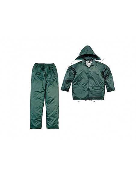 Conjunto de lluvia deltaplus 400 poliester/pvc verde talla l
