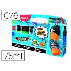 Tempera maped color peps ultra lavable caja de 6 colores surtidos secundarios 75 ml