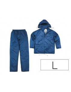 Conjunto de lluvia deltaplus 400 poliester/pvc azul marino talla l
