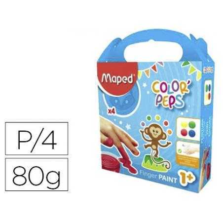 Pintura a dedos maped color peps caja de 4 botes colores surtidos 80 gr