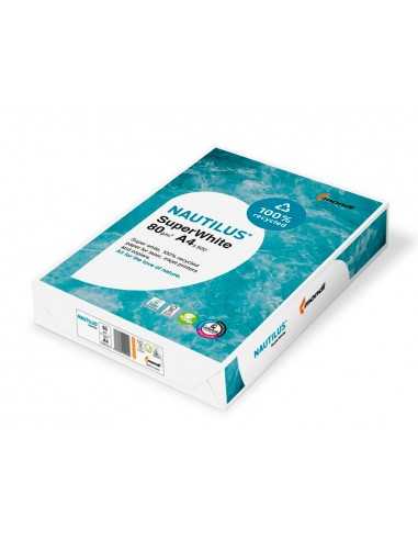 Papel fotocopiadora nautilus superwhite 100% reciclado din a4 80 gramos paquete de 500 hojas