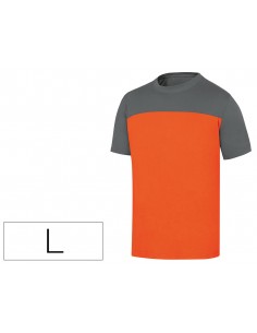 Camiseta de algodon deltaplus color gris/naranja talla l