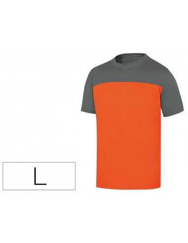 Camiseta de algodon deltaplus color gris/naranja talla l