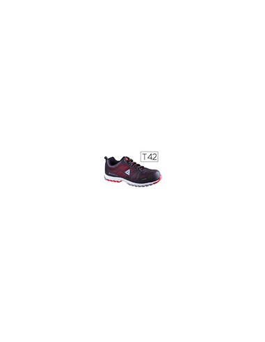 Zapatos de seguridad deltaplus de poliuretano y malla aireada s1p negro y rojo talla 42