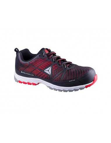 Zapatos de seguridad deltaplus de poliuretano y malla aireada s1p negro y rojo talla 40