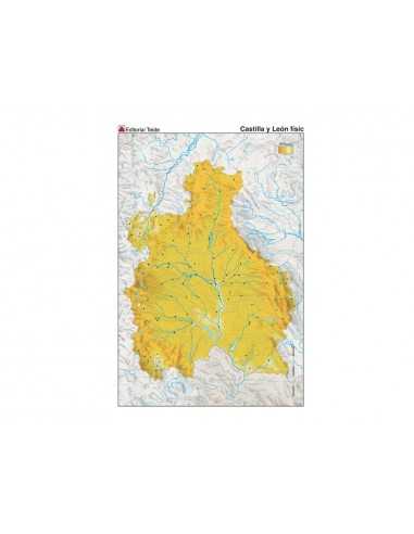 Mapa mudo color din a4 castilla-leon fisico