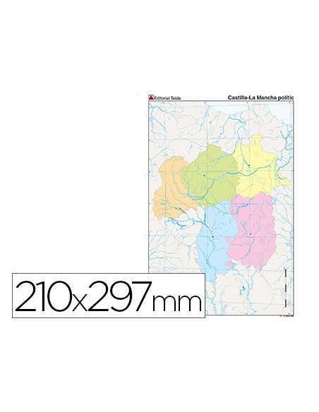 Mapa mudo color din a4 castilla-la mancha politico