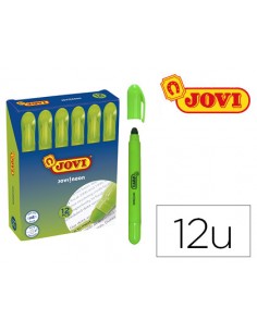 Marcador de cera gel jovi fluorescente verde caja de 12 unidades