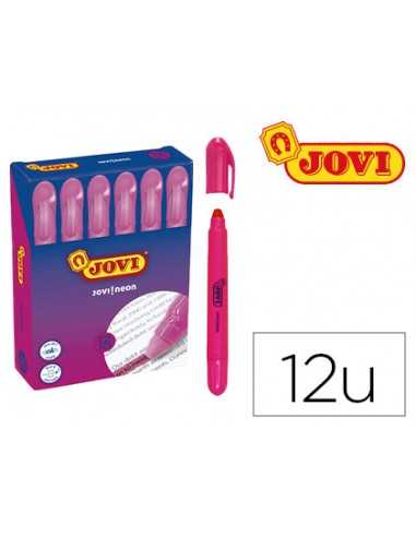 Marcador de cera gel jovi fluorescente rosa caja de 12 unidades