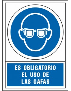 Pictograma syssa señal de obligacion es obligatorio el uso de las gafas en pvc 245x345 mm