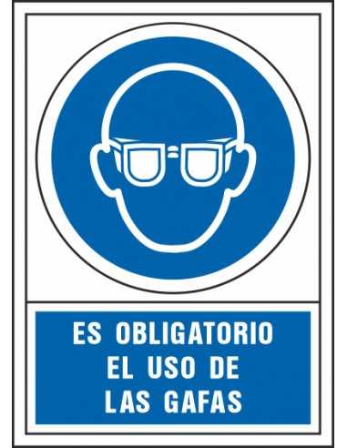 Pictograma syssa señal de obligacion es obligatorio el uso de las gafas en pvc 245x345 mm