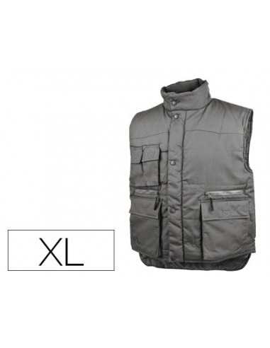 Chaleco deltaplus multibolsillos con cremallera cintura elastica protege riñones gris verde talla xl
