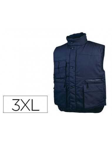 Chaleco deltaplus multibolsillos con cremallera cintura elastica color azul naranja talla 3xl